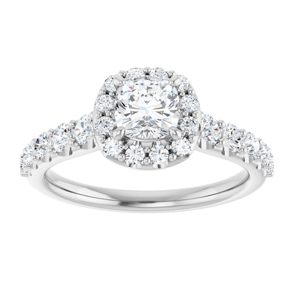 Cushion Halo-Style Engagement Ring Semi-Mount - gallery - Series 123541