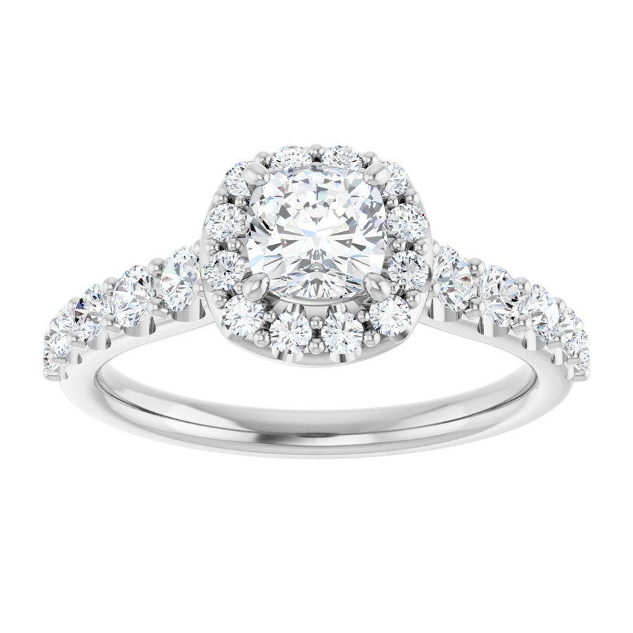 Cushion Halo-Style Engagement Ring Semi-Mount - gallery - Series 123541