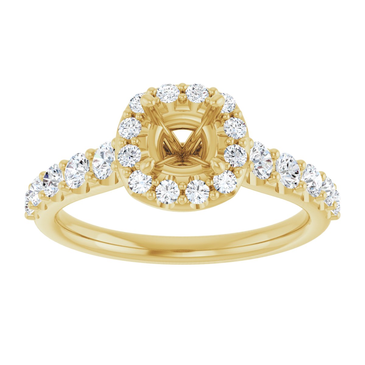Cushion Halo-Style Engagement Ring Semi-Mount - gallery - Series 123541