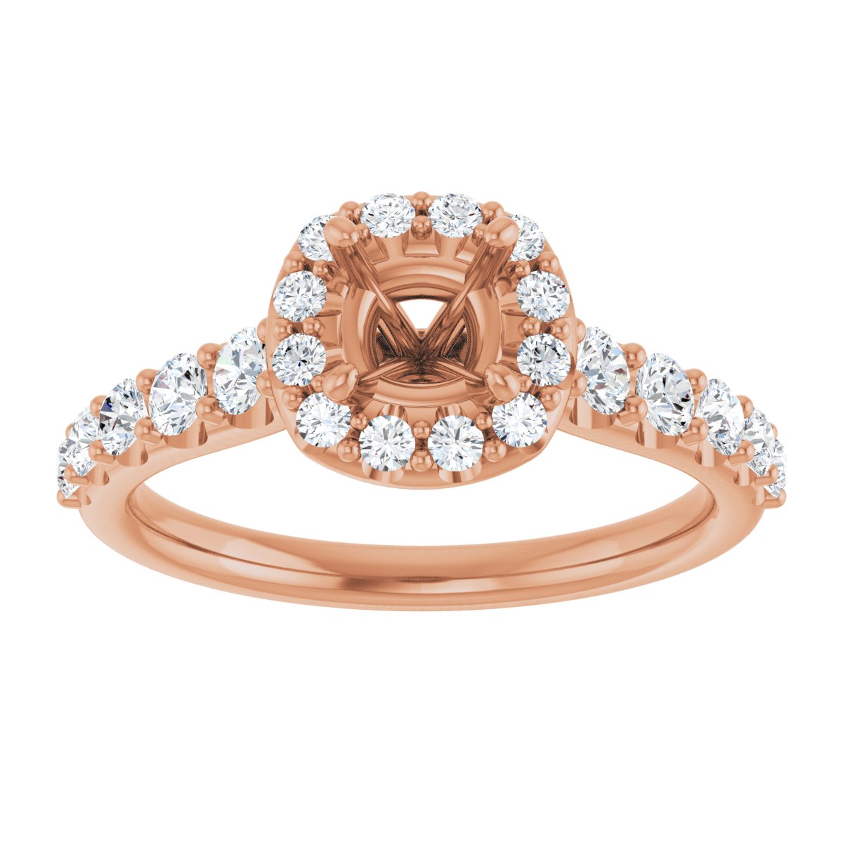 Cushion Halo-Style Engagement Ring Semi-Mount - gallery - Series 123541
