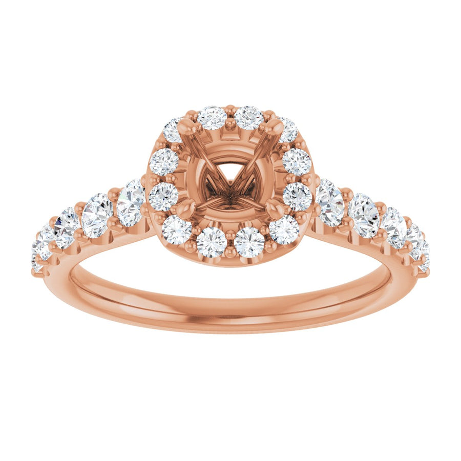 Cushion Halo-Style Engagement Ring Semi-Mount - gallery - Series 123541