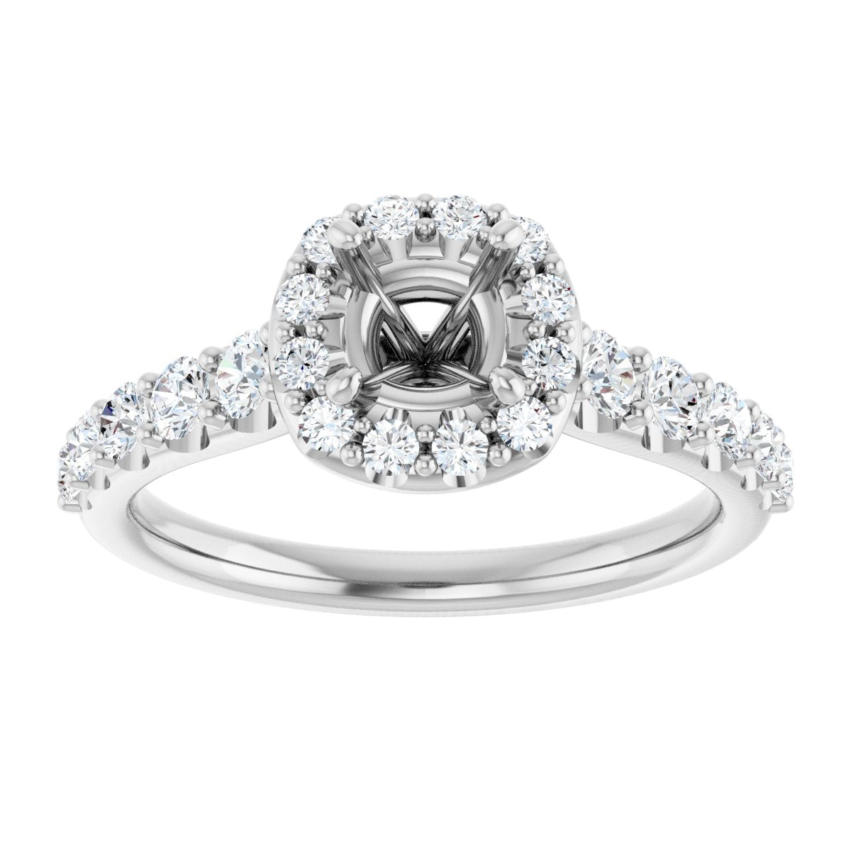 Cushion Halo-Style Engagement Ring Semi-Mount - gallery - Series 123541