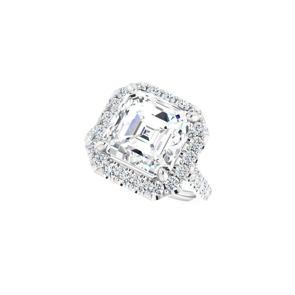 Asscher Halo-Style Engagement Ring Semi-Mount - gallery - Series 123541