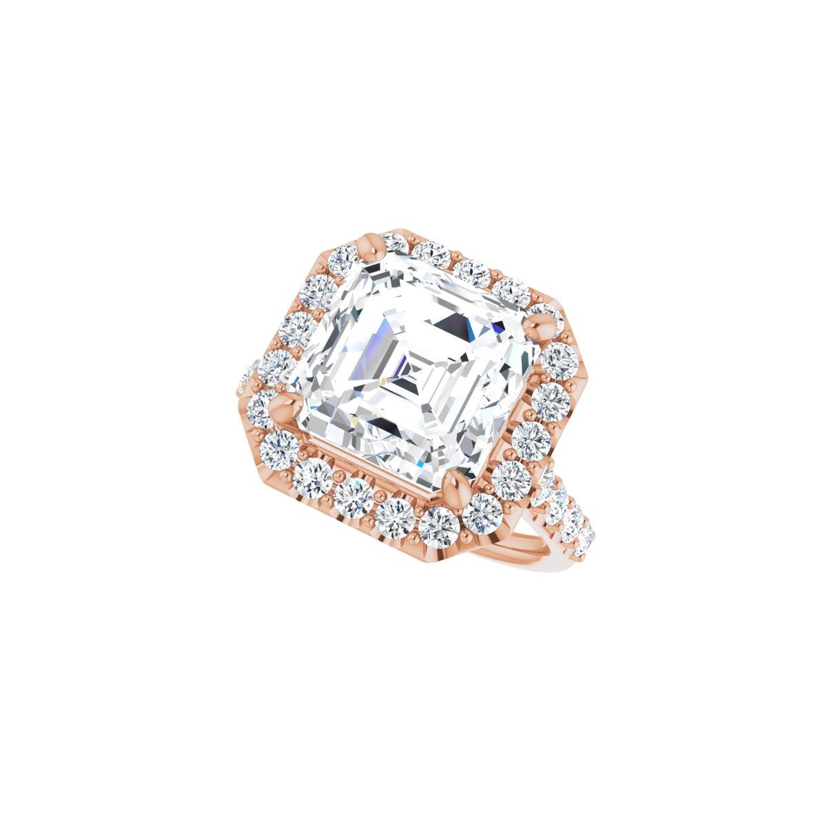 Asscher Halo-Style Engagement Ring Semi-Mount - gallery - Series 123541