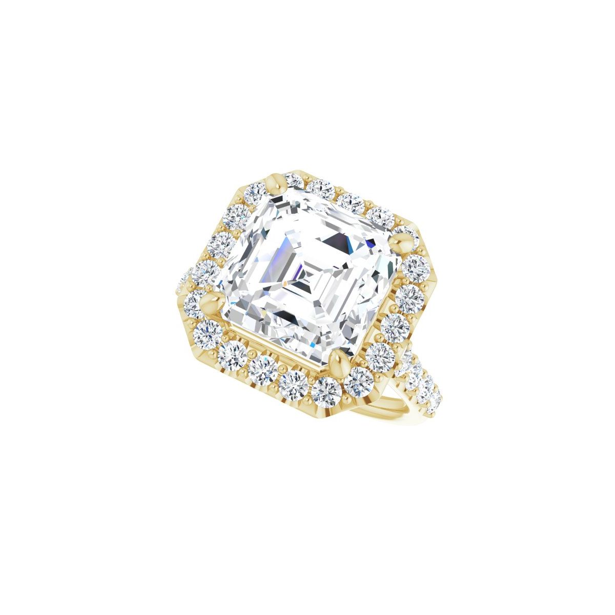 Asscher Halo-Style Engagement Ring Semi-Mount - gallery - Series 123541