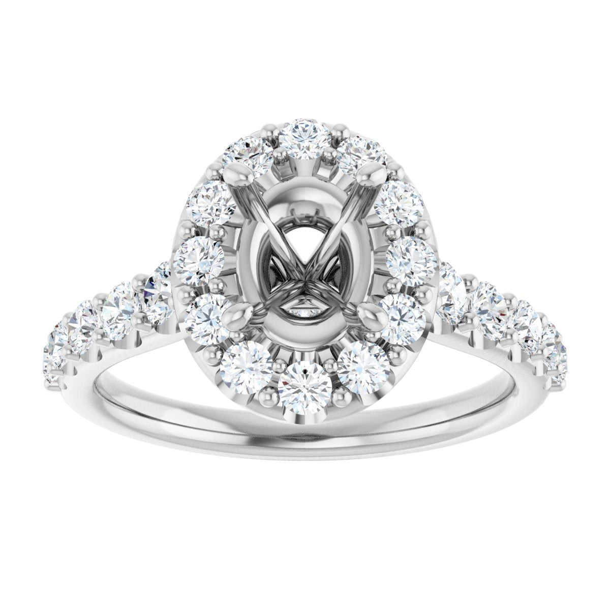 Oval Halo-Style Engagement Ring Semi-Mount - gallery - Series 123541