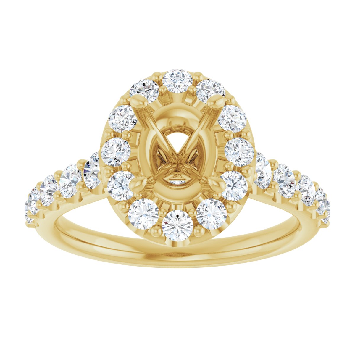Oval Halo-Style Engagement Ring Semi-Mount - gallery - Series 123541