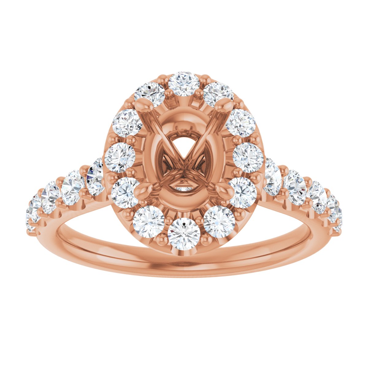 Oval Halo-Style Engagement Ring Semi-Mount - gallery - Series 123541
