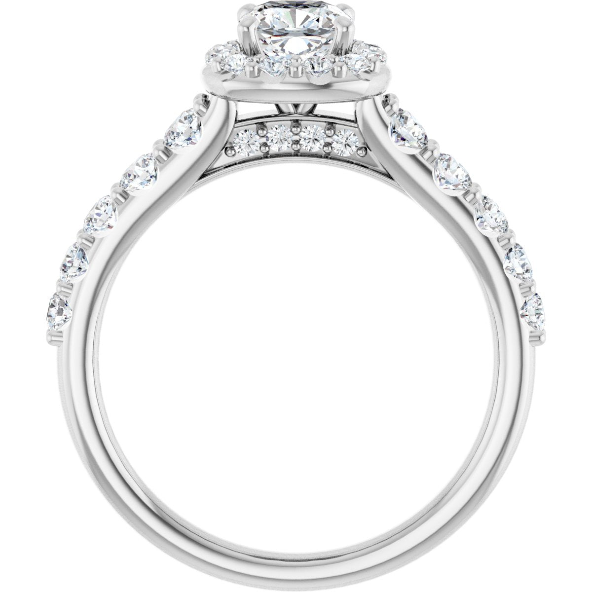 Cushion Halo-Style Engagement Ring Semi-Mount - gallery - Series 123541