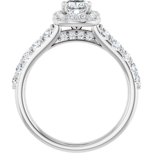 Cushion Halo-Style Engagement Ring Semi-Mount - gallery - Series 123541