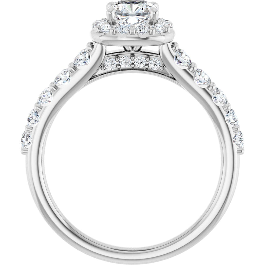 Cushion Halo-Style Engagement Ring Semi-Mount - gallery - Series 123541