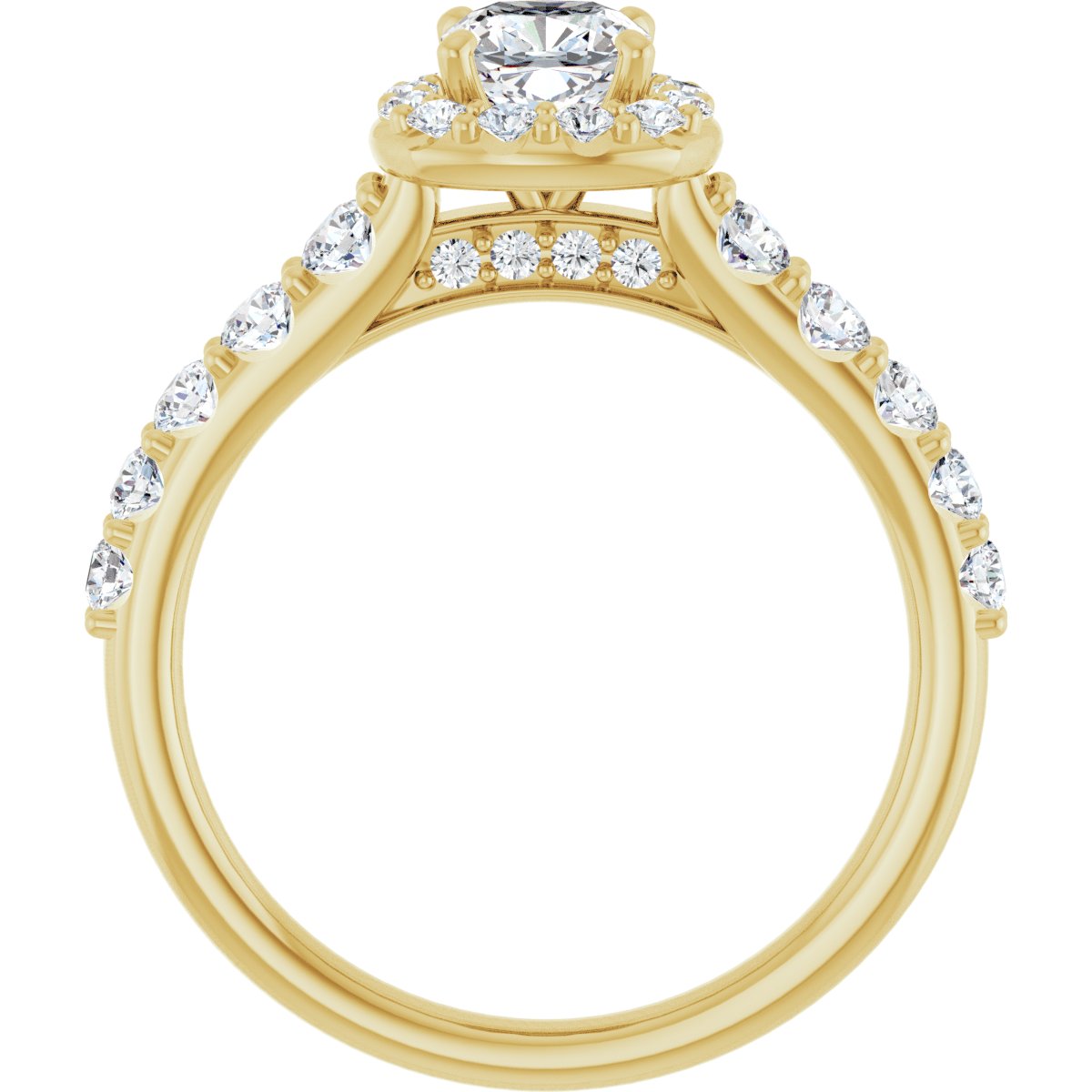 Cushion Halo-Style Engagement Ring Semi-Mount - gallery - Series 123541
