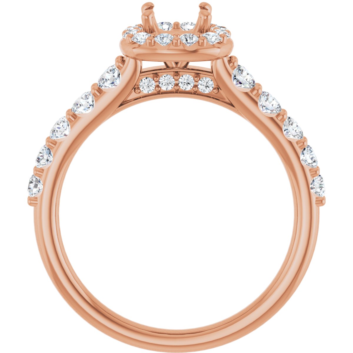 Cushion Halo-Style Engagement Ring Semi-Mount - gallery - Series 123541