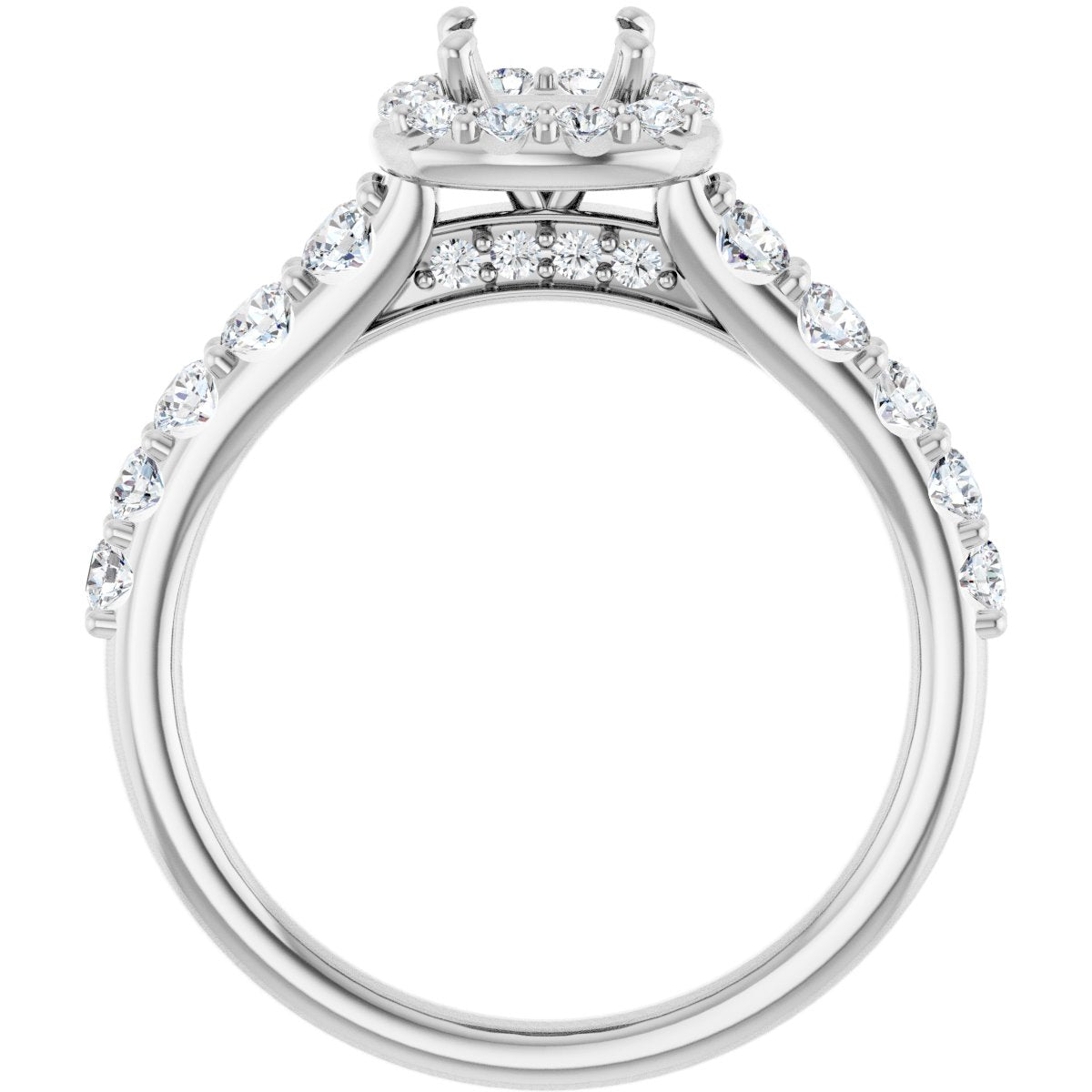 Cushion Halo-Style Engagement Ring Semi-Mount - gallery - Series 123541