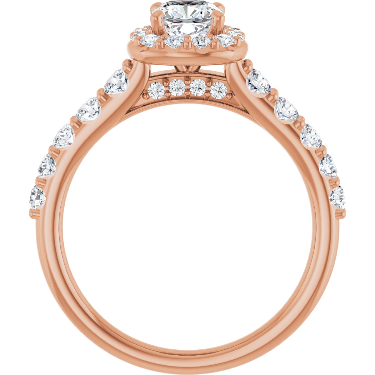 Cushion Halo-Style Engagement Ring Semi-Mount - gallery - Series 123541
