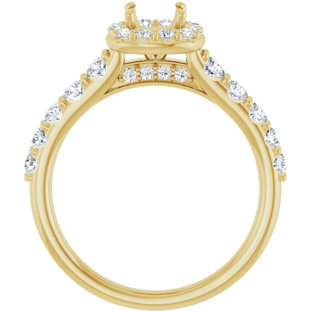Cushion Halo-Style Engagement Ring Semi-Mount - gallery - Series 123541