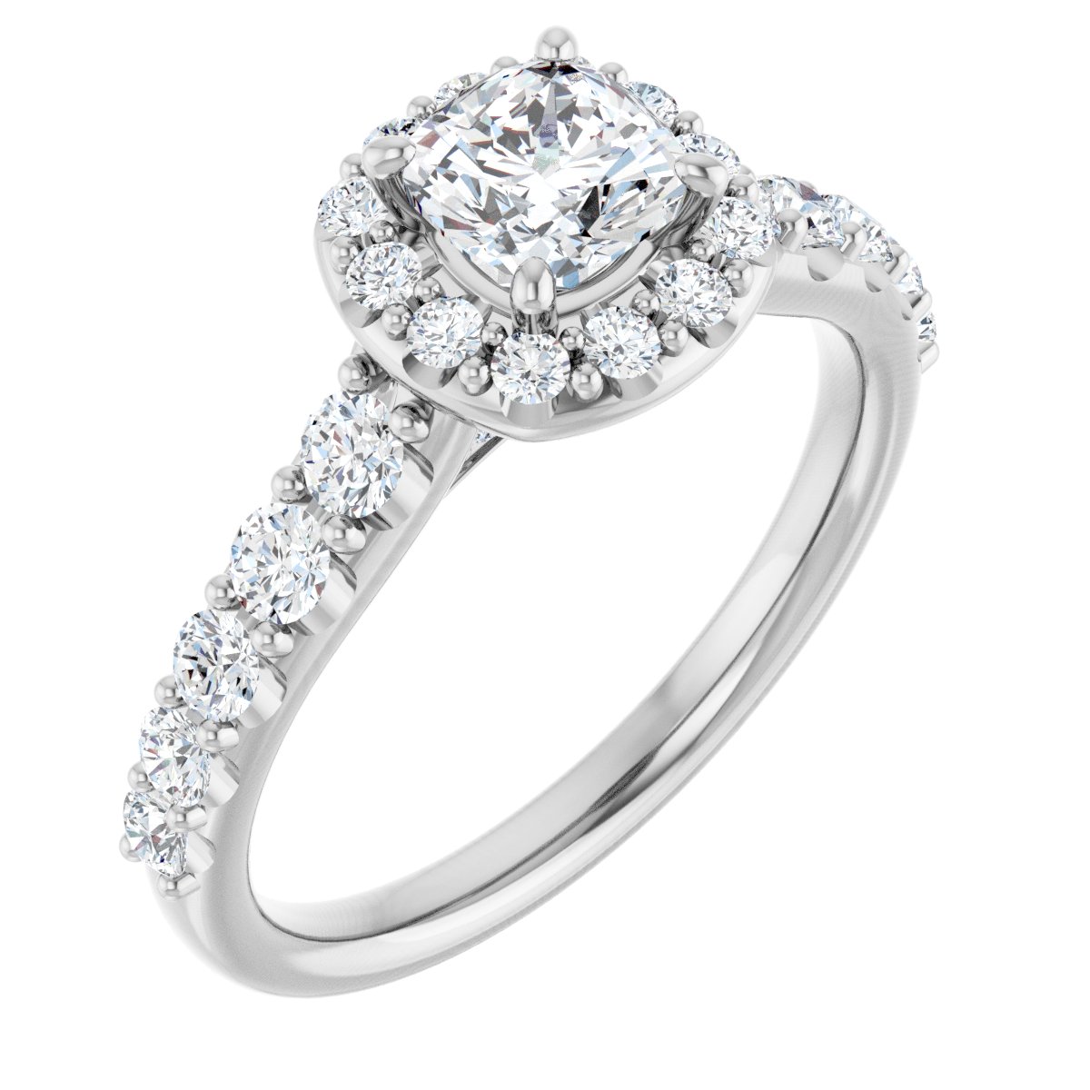 Natural Diamond Cushion Halo-Style Engagement Ring Semi-Mount - Platinum - Series 123541