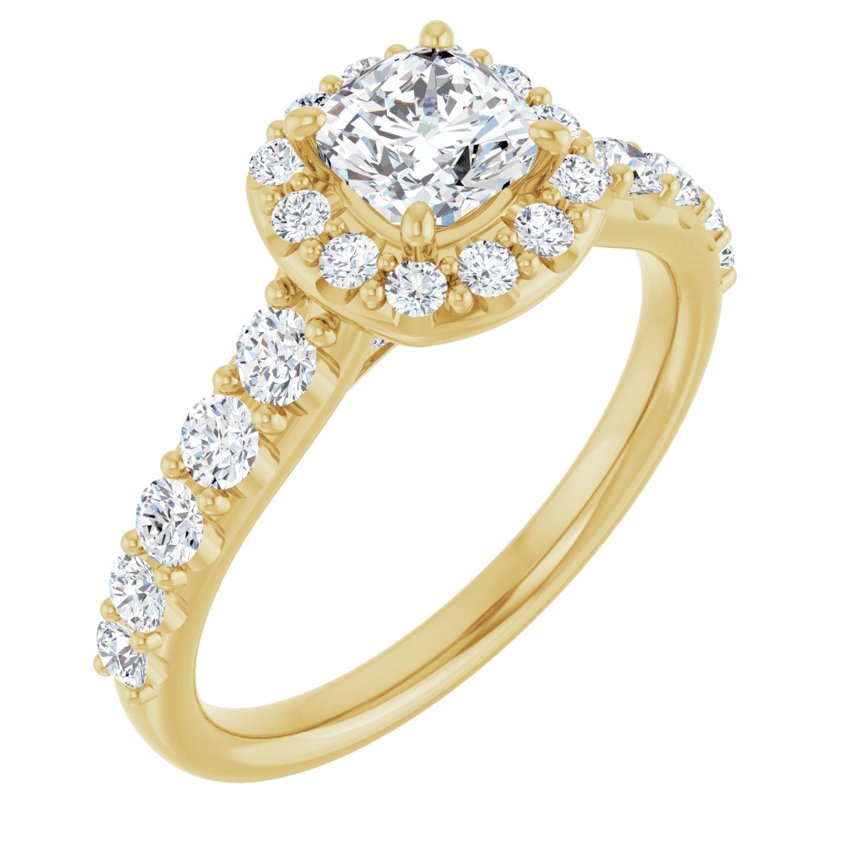Natural Diamond Cushion Halo-Style Engagement Ring Semi-Mount - 14K Yellow Gold - Series 123541