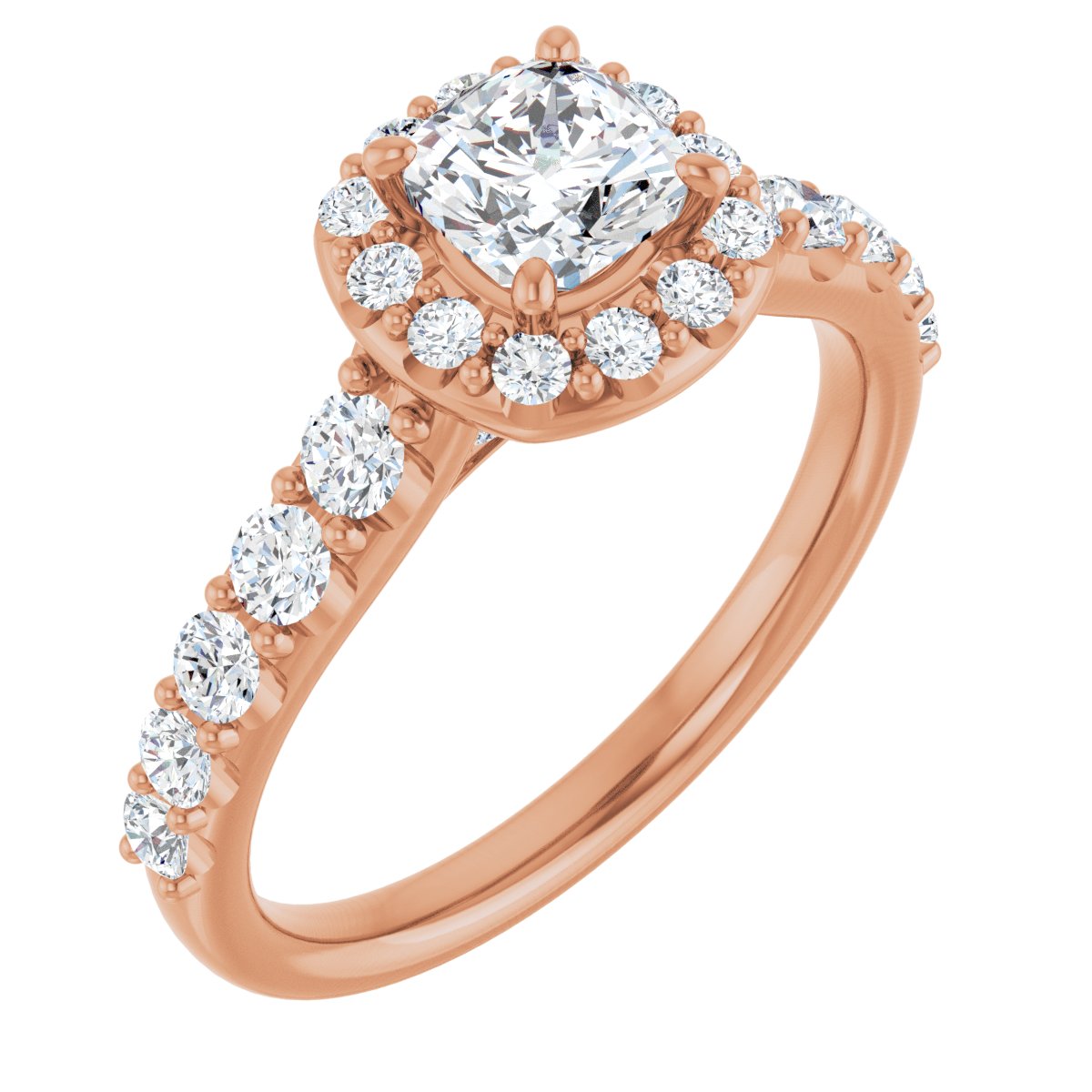 Natural Diamond Cushion Halo-Style Engagement Ring Semi-Mount - 14K Rose Gold - Series 123541