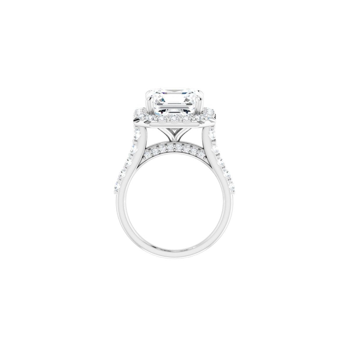 Asscher Halo-Style Engagement Ring Semi-Mount - gallery - Series 123541