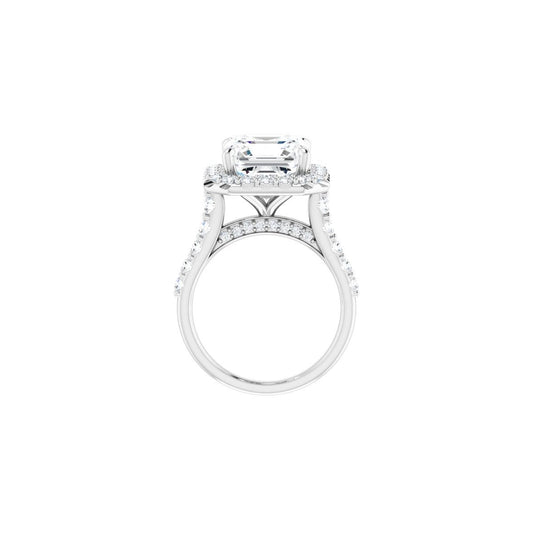 Asscher Halo-Style Engagement Ring Semi-Mount - gallery - Series 123541