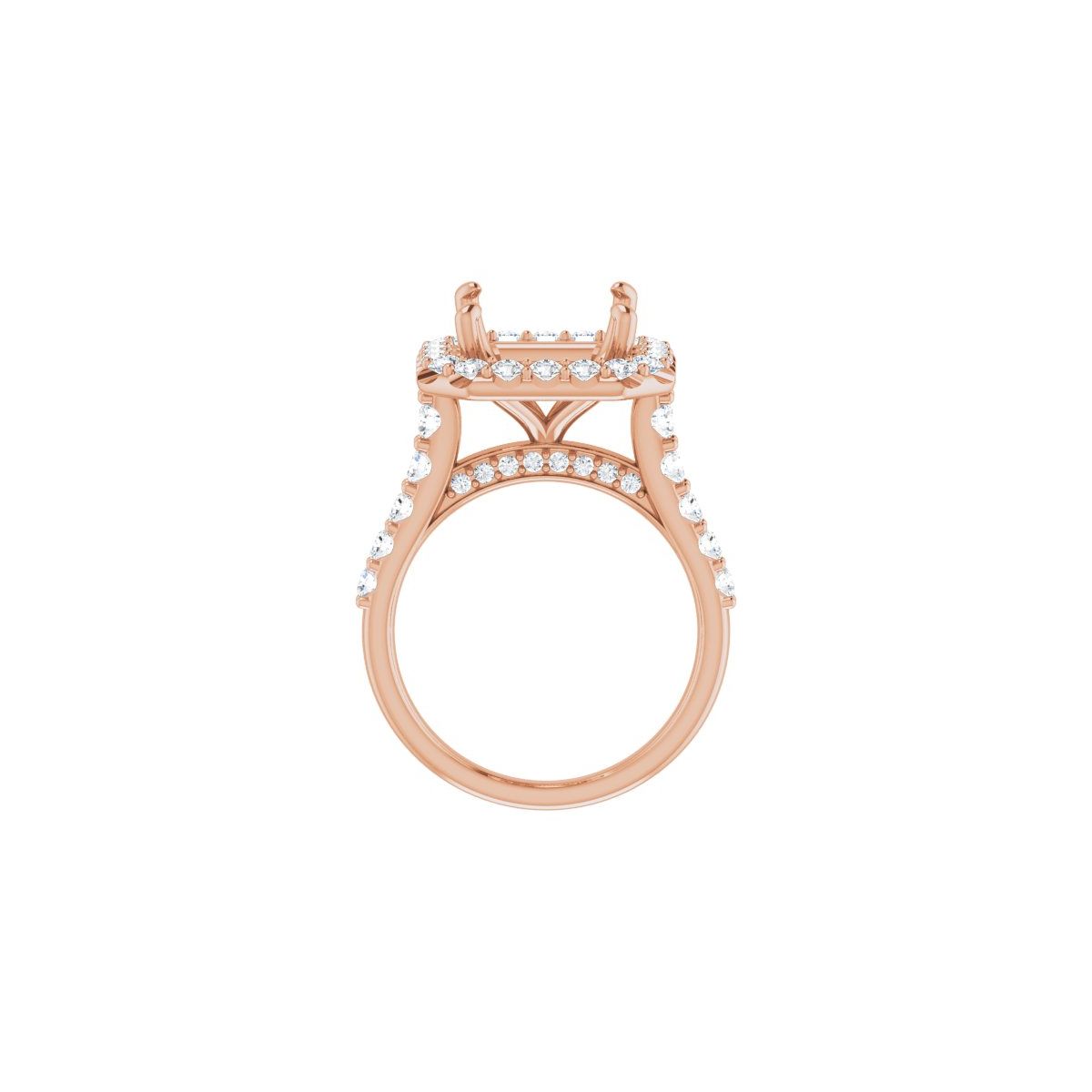 Asscher Halo-Style Engagement Ring Semi-Mount - gallery - Series 123541