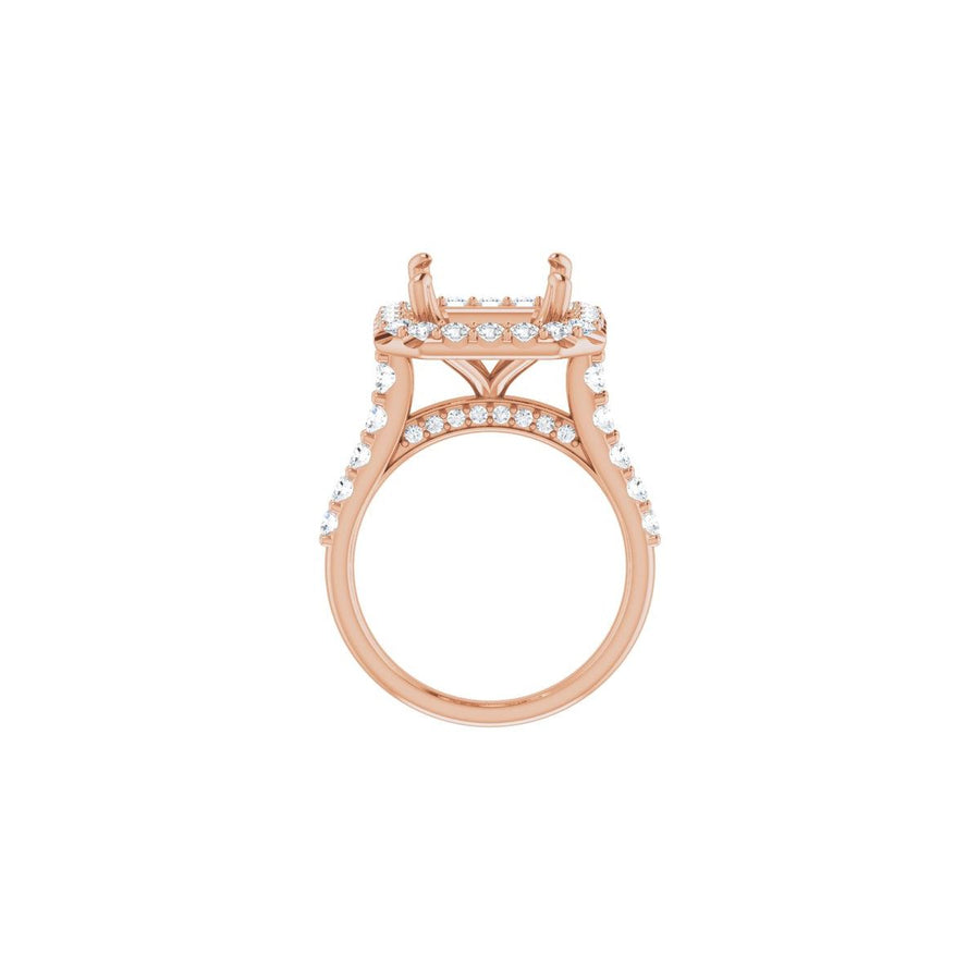 Asscher Halo-Style Engagement Ring Semi-Mount - gallery - Series 123541