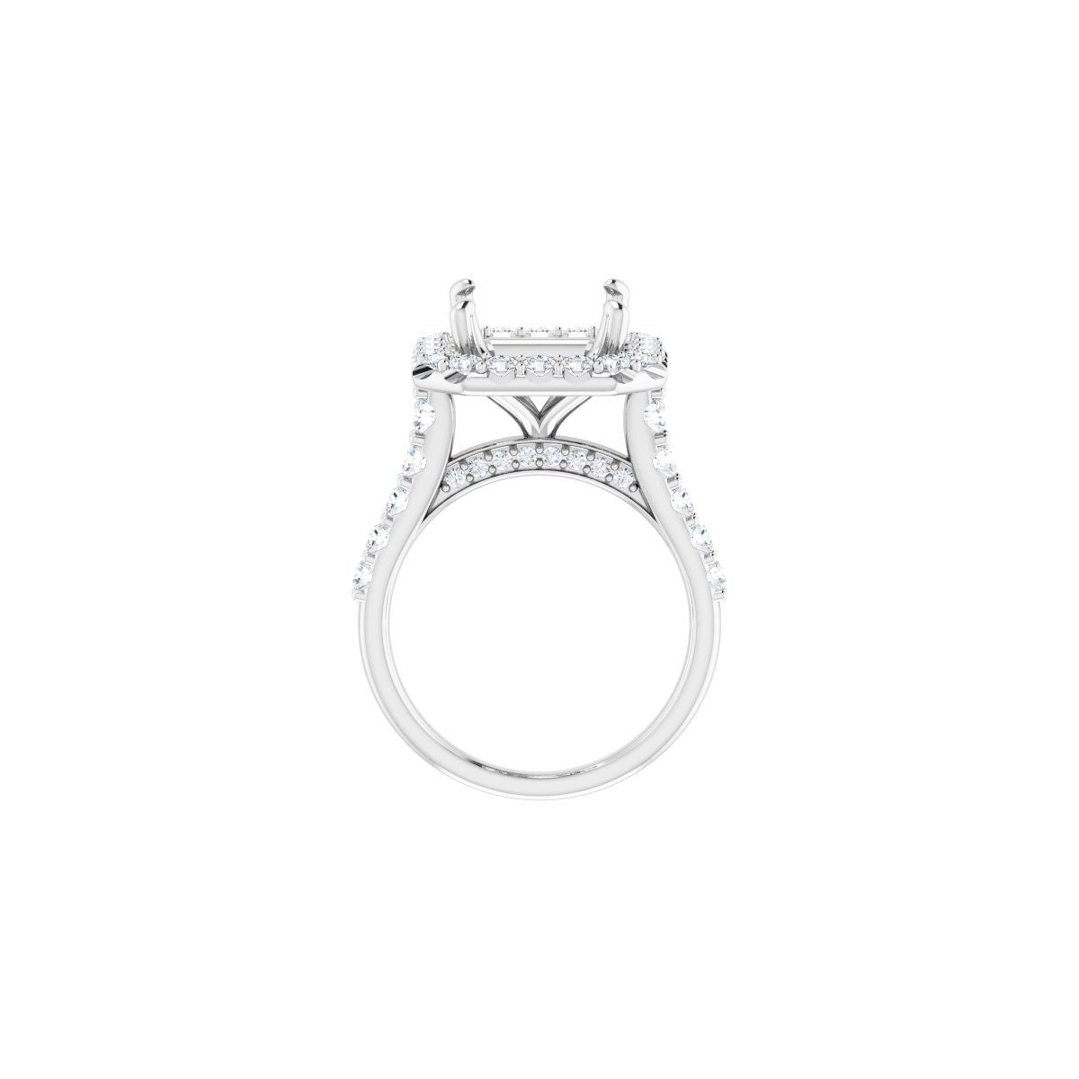 Asscher Halo-Style Engagement Ring Semi-Mount - gallery - Series 123541