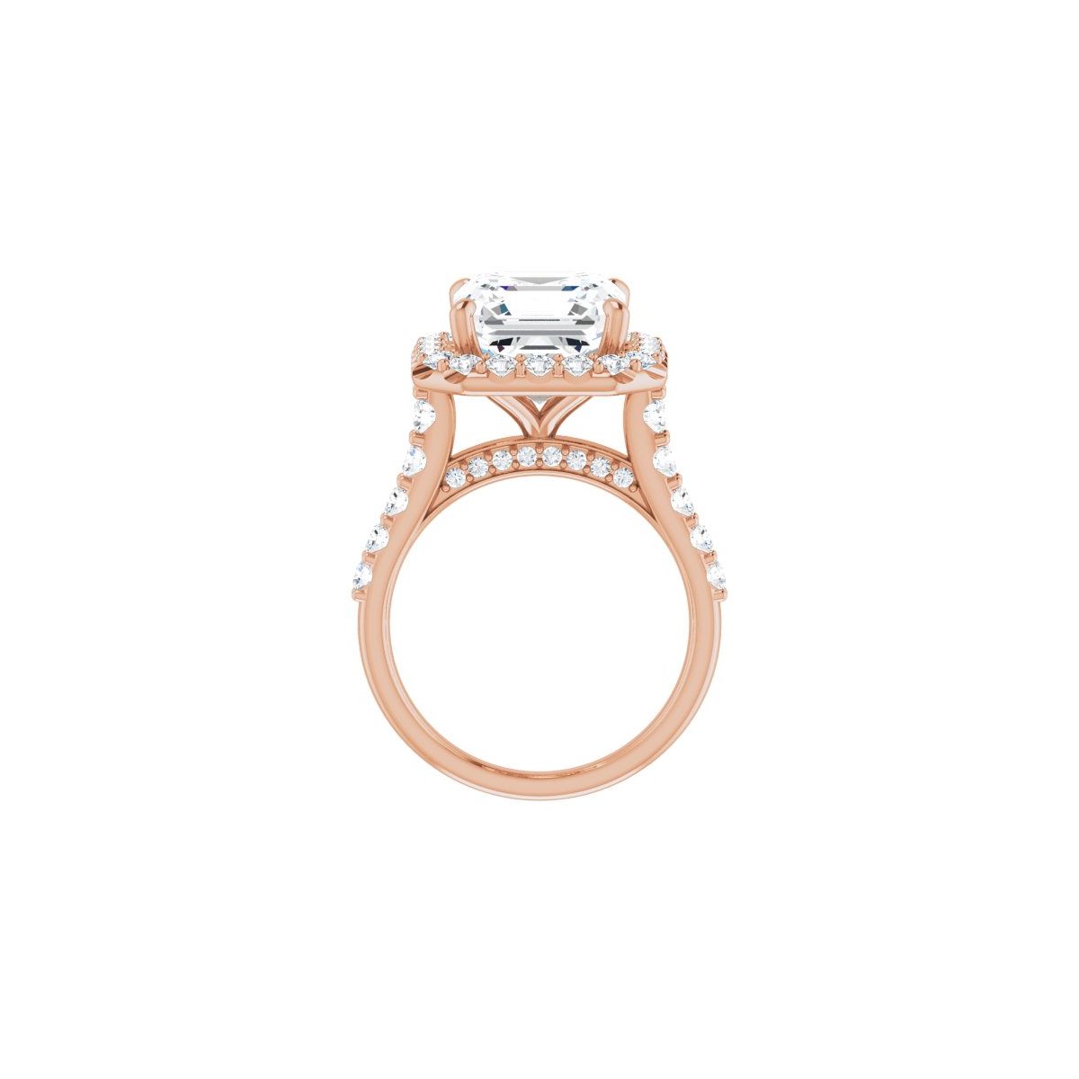 Asscher Halo-Style Engagement Ring Semi-Mount - gallery - Series 123541