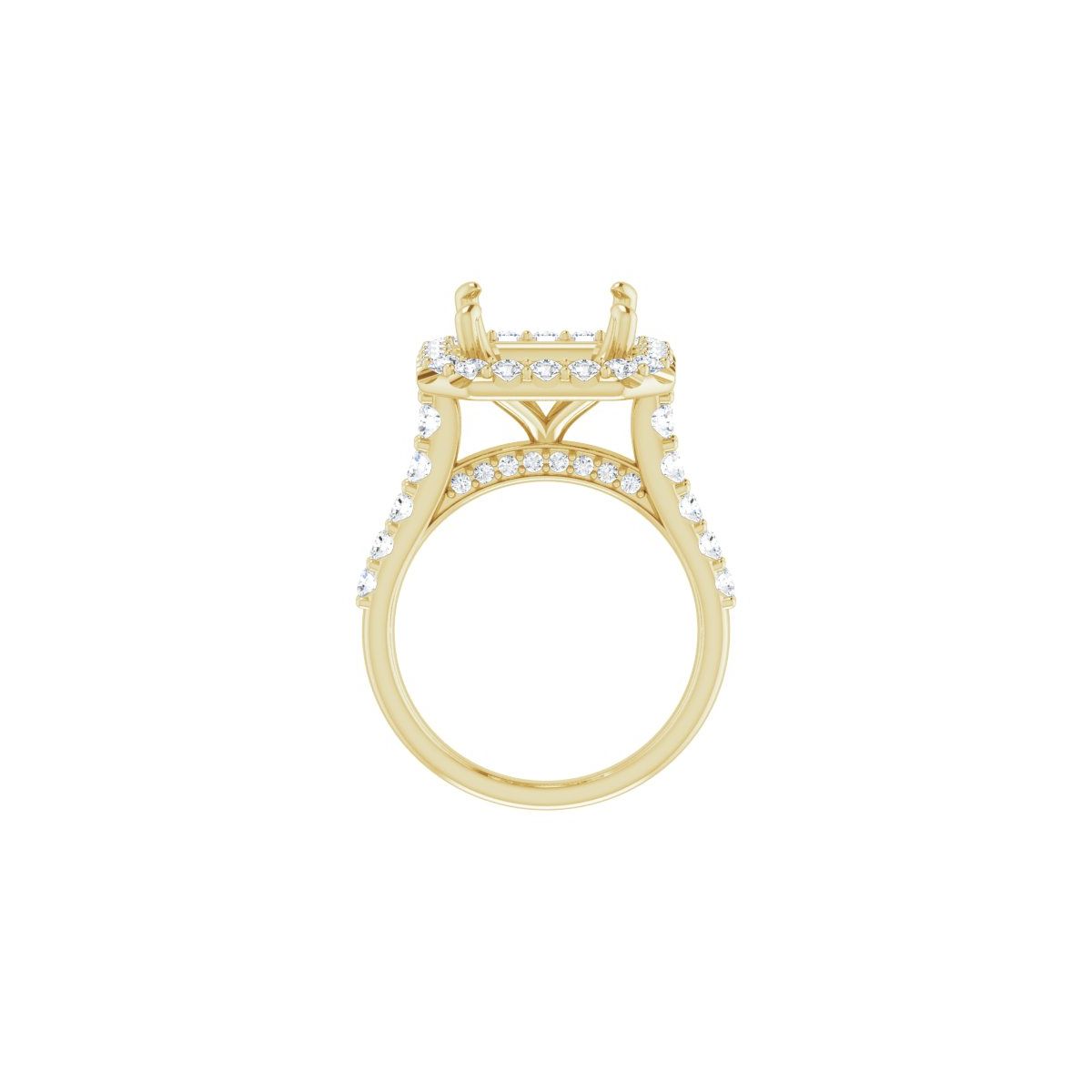 Asscher Halo-Style Engagement Ring Semi-Mount - gallery - Series 123541