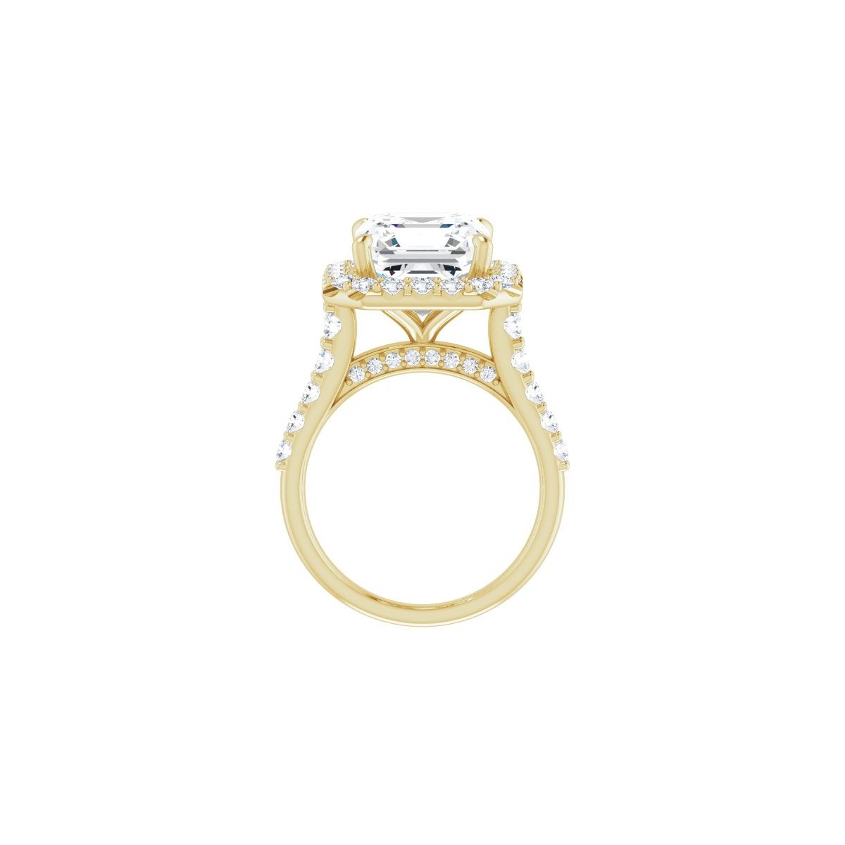 Asscher Halo-Style Engagement Ring Semi-Mount - gallery - Series 123541