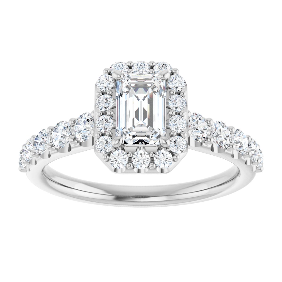 Emerald Halo-Style Engagement Ring Semi-Mount - gallery - Series 123541