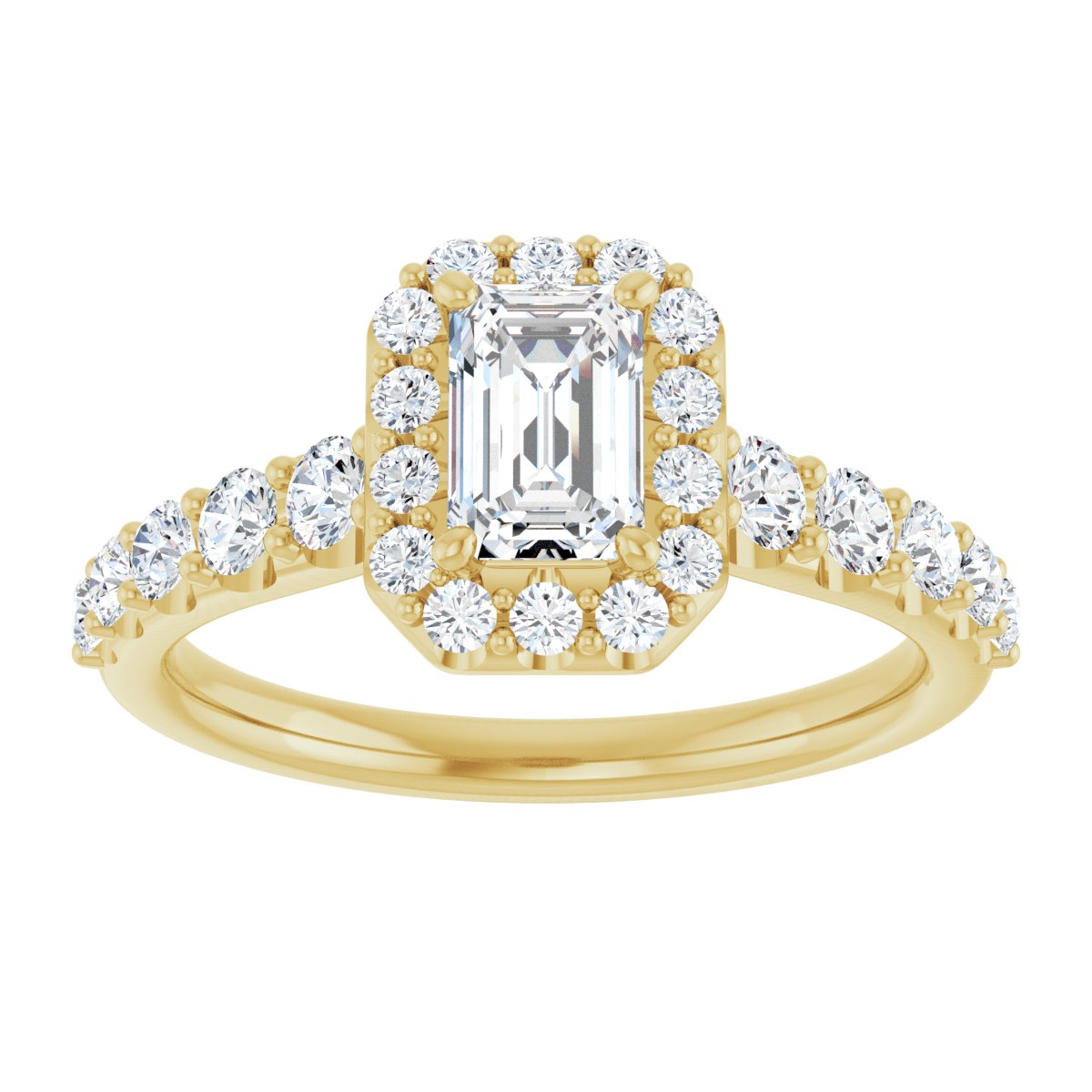 Emerald Halo-Style Engagement Ring Semi-Mount - gallery - Series 123541