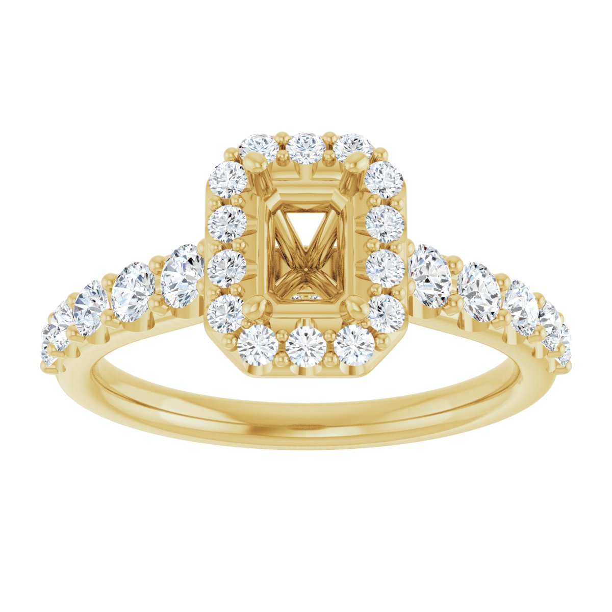 Emerald Halo-Style Engagement Ring Semi-Mount - gallery - Series 123541