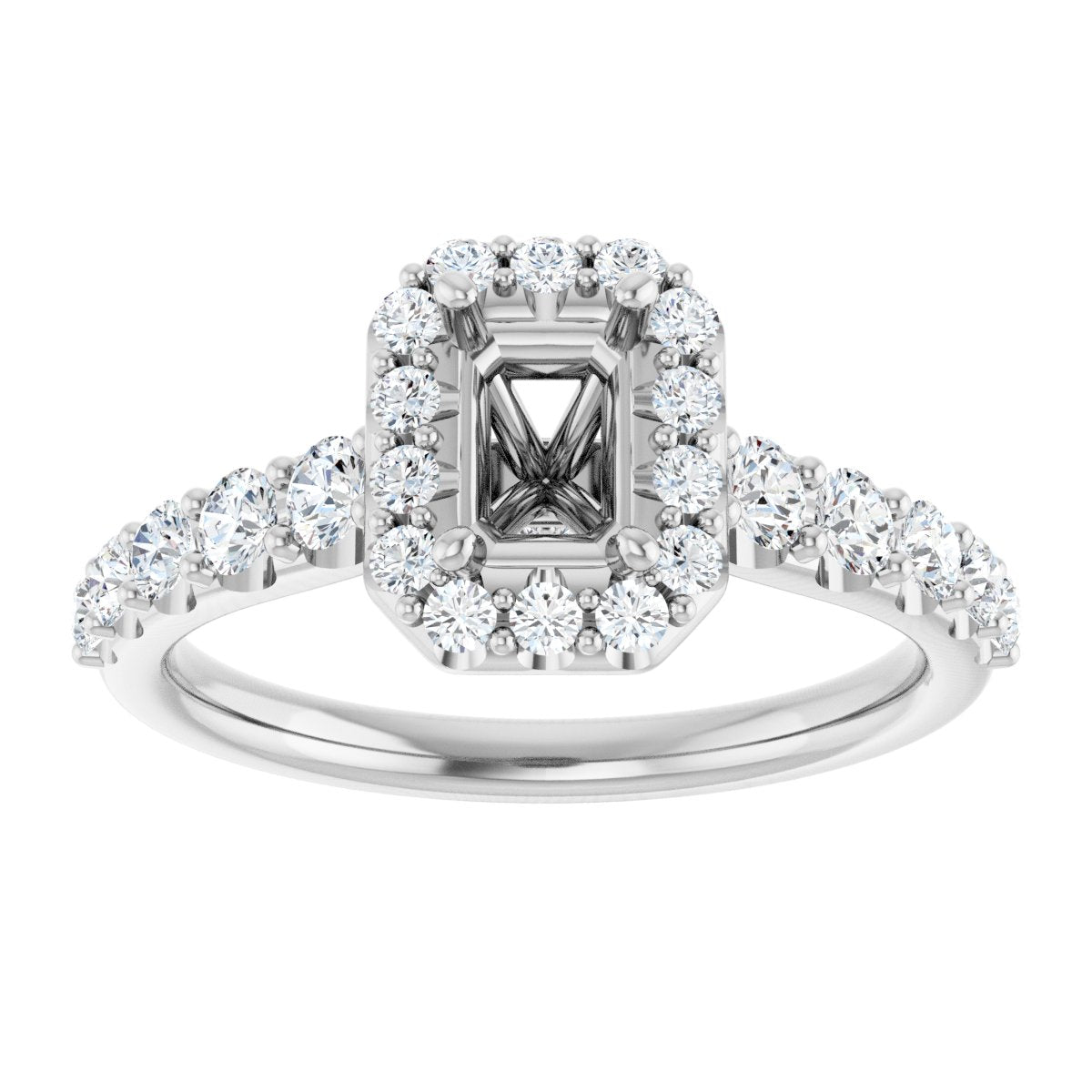 Emerald Halo-Style Engagement Ring Semi-Mount - gallery - Series 123541