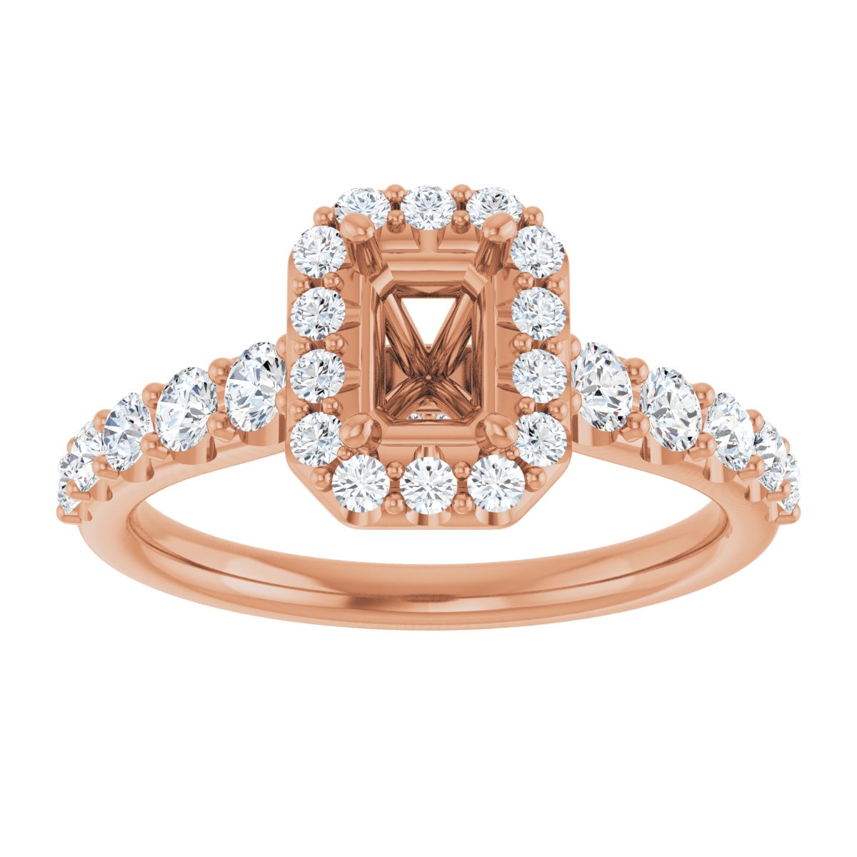 Emerald Halo-Style Engagement Ring Semi-Mount - gallery - Series 123541