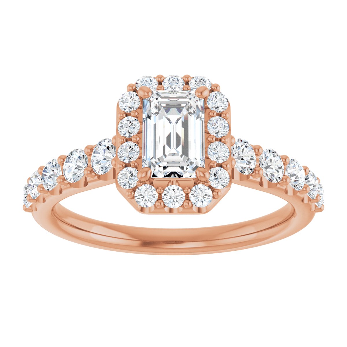Emerald Halo-Style Engagement Ring Semi-Mount - gallery - Series 123541