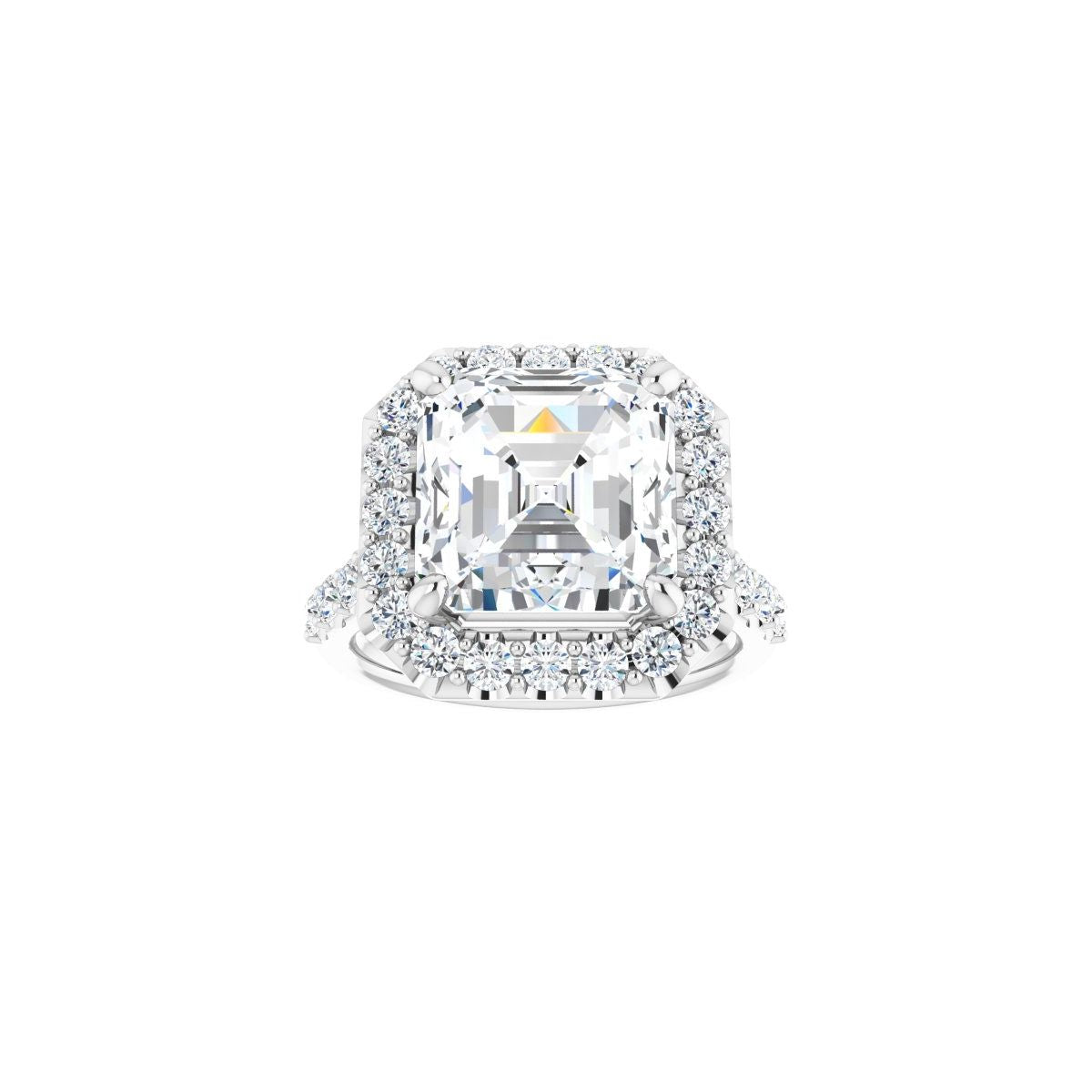 Asscher Halo-Style Engagement Ring Semi-Mount - gallery - Series 123541