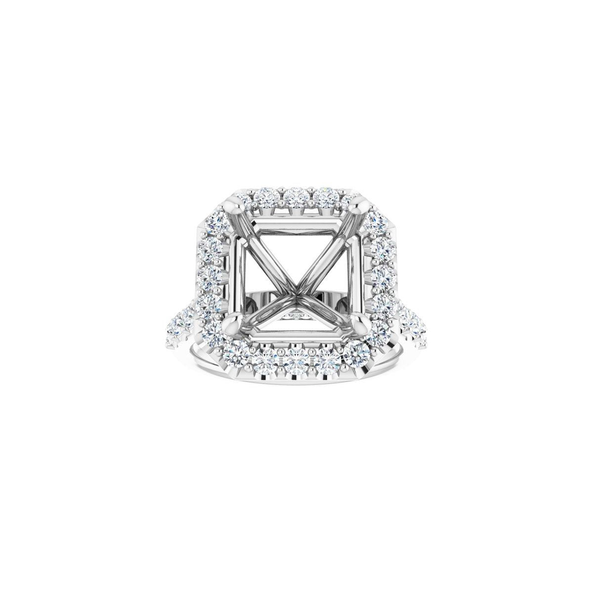 Asscher Halo-Style Engagement Ring Semi-Mount - gallery - Series 123541