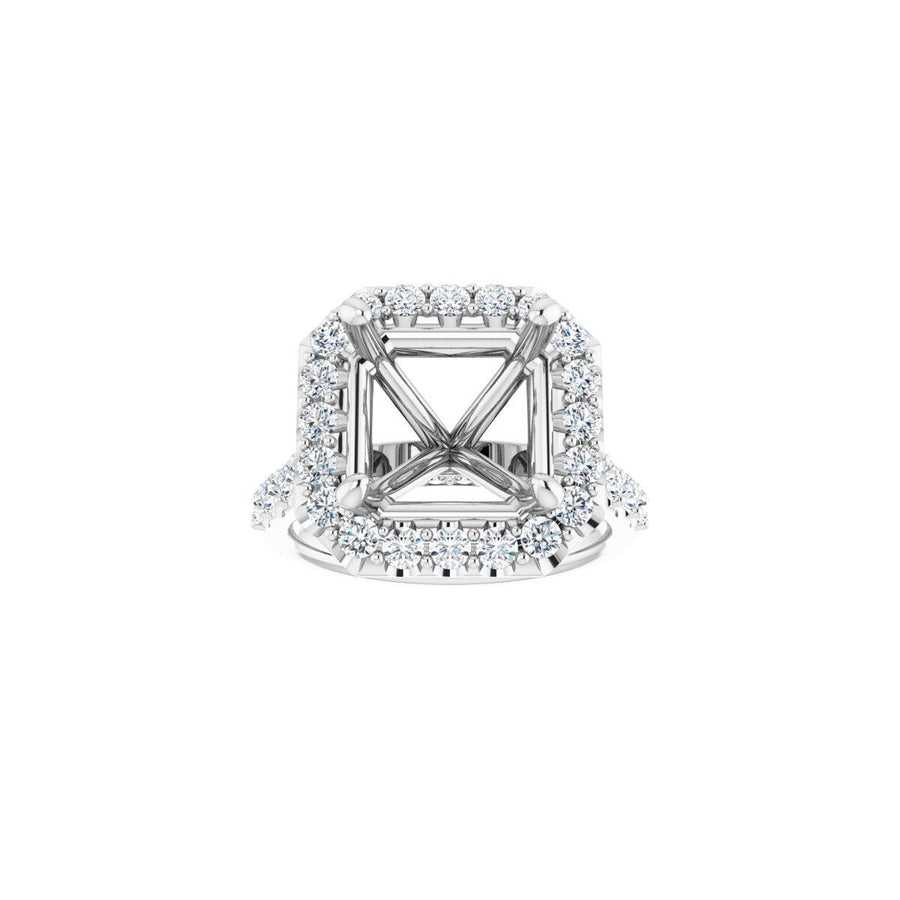 Asscher Halo-Style Engagement Ring Semi-Mount - gallery - Series 123541