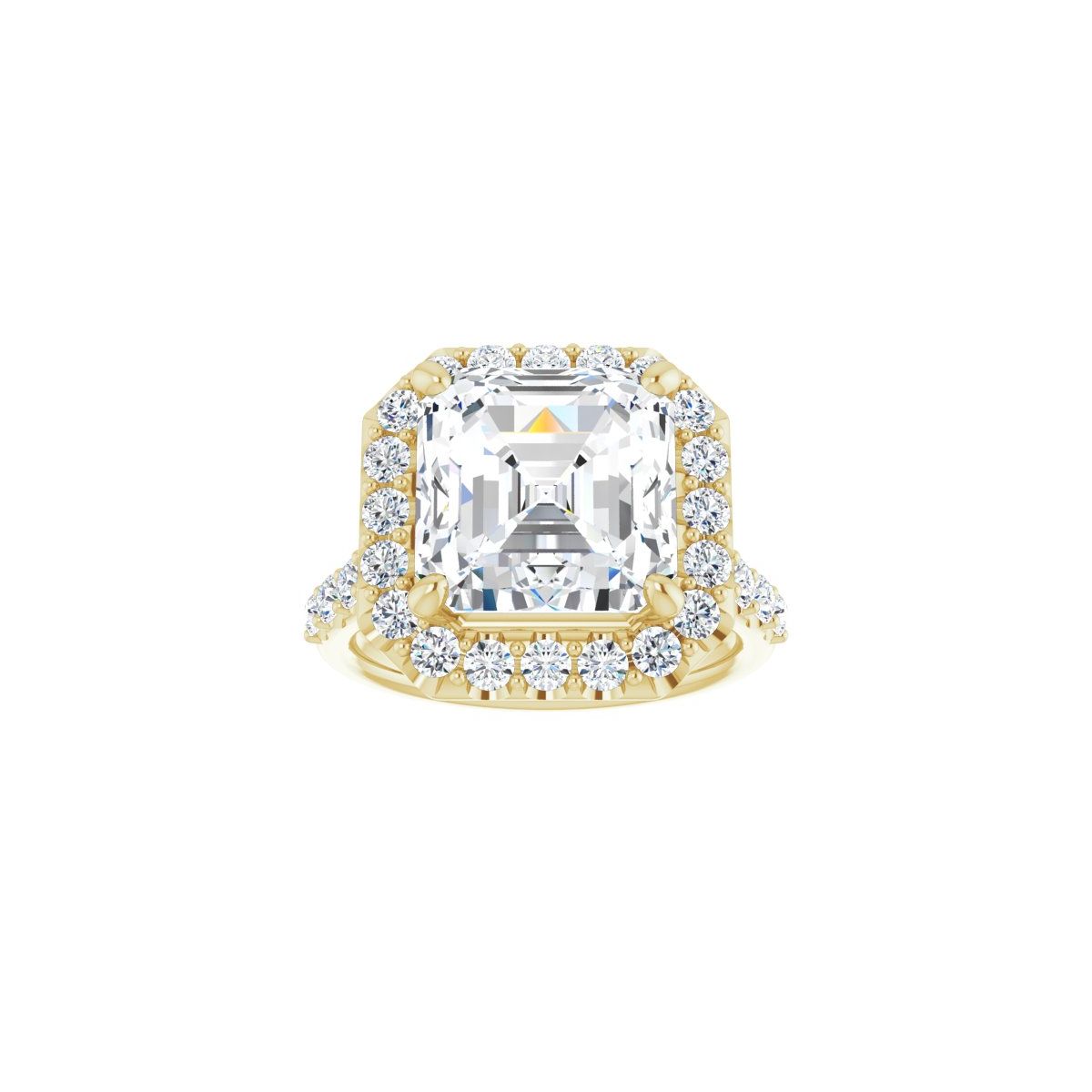Asscher Halo-Style Engagement Ring Semi-Mount - gallery - Series 123541