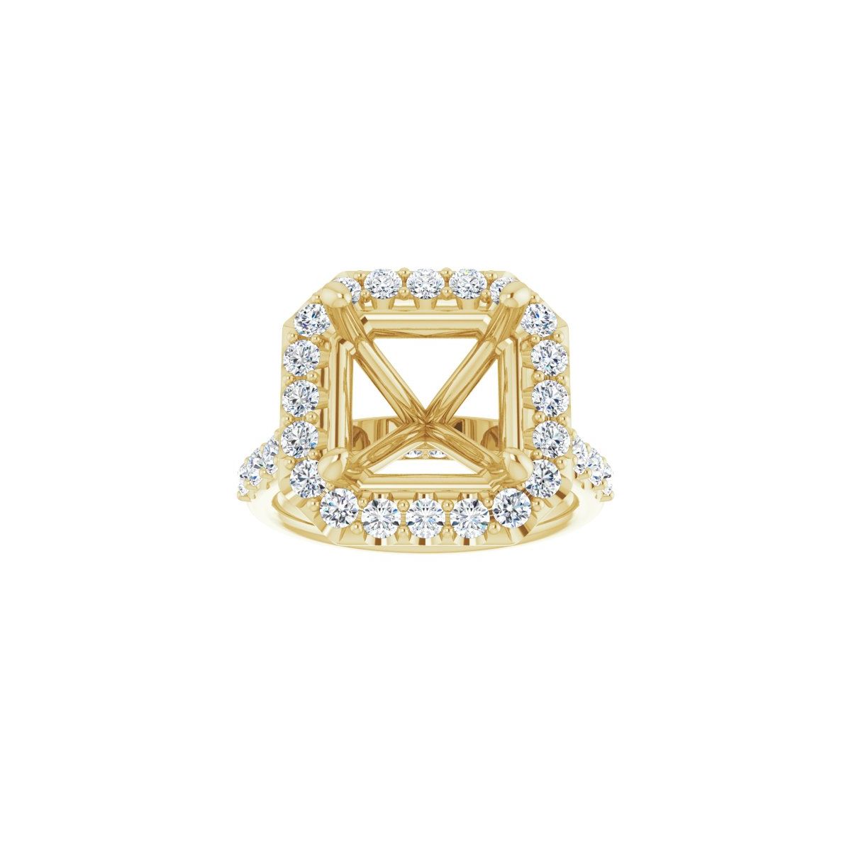 Asscher Halo-Style Engagement Ring Semi-Mount - gallery - Series 123541