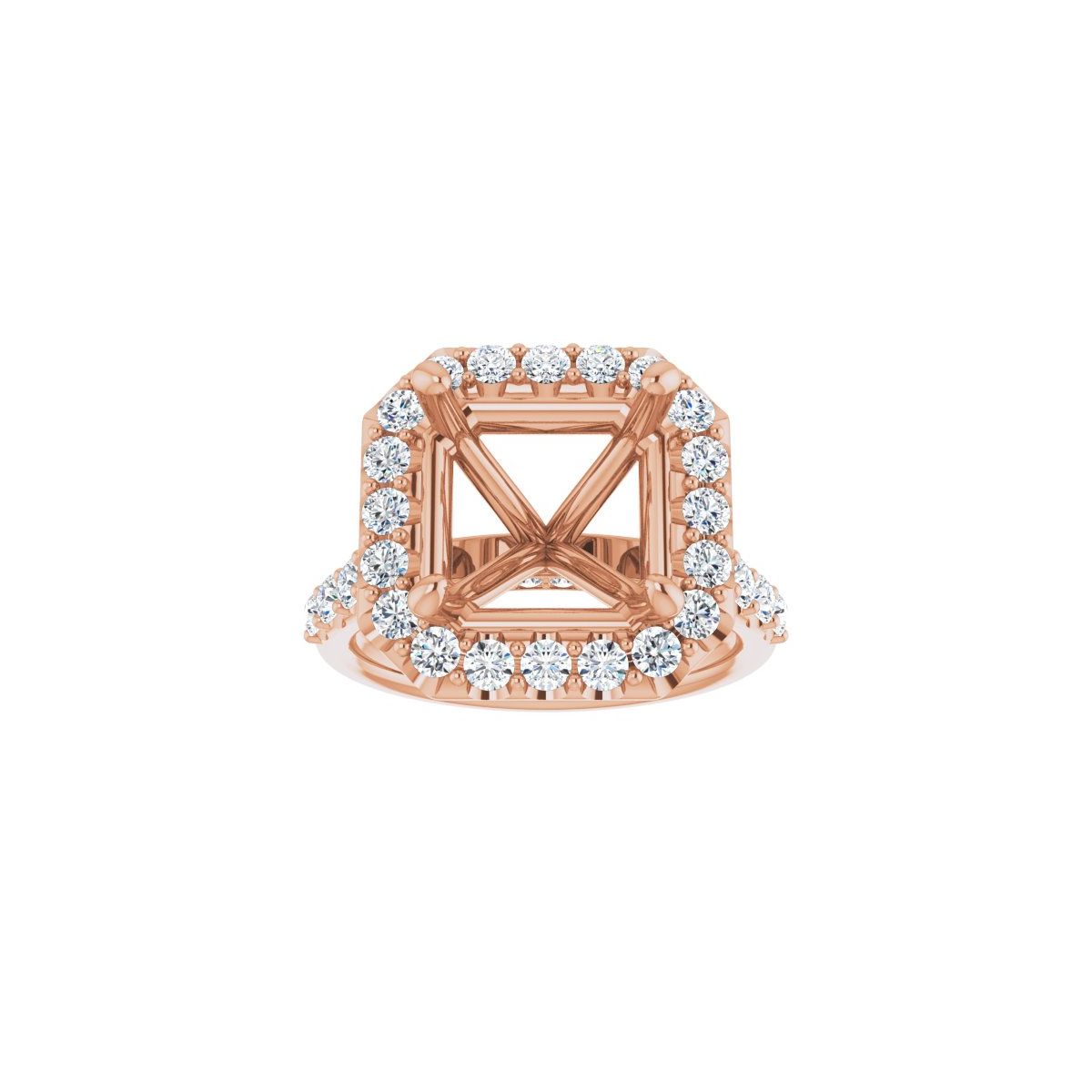 Asscher Halo-Style Engagement Ring Semi-Mount - gallery - Series 123541
