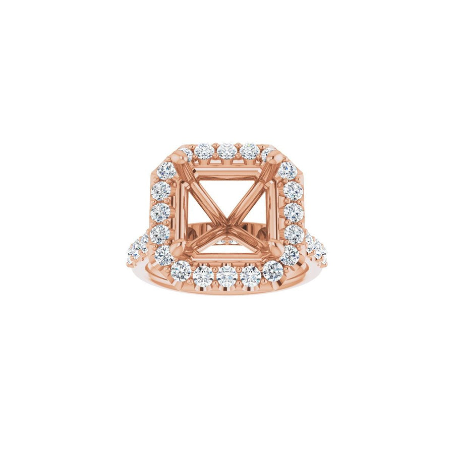 Asscher Halo-Style Engagement Ring Semi-Mount - gallery - Series 123541