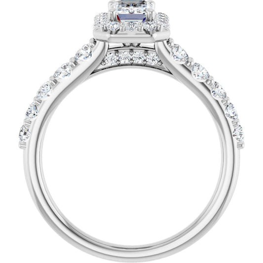 Emerald Halo-Style Engagement Ring Semi-Mount - gallery - Series 123541