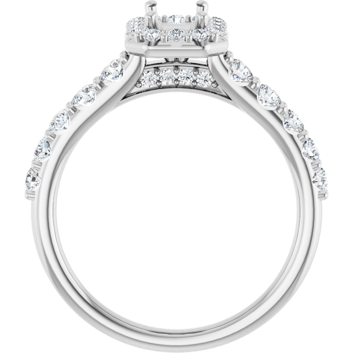 Emerald Halo-Style Engagement Ring Semi-Mount - gallery - Series 123541