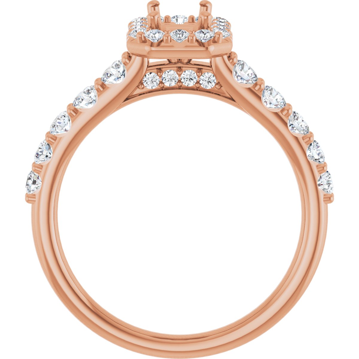 Emerald Halo-Style Engagement Ring Semi-Mount - gallery - Series 123541