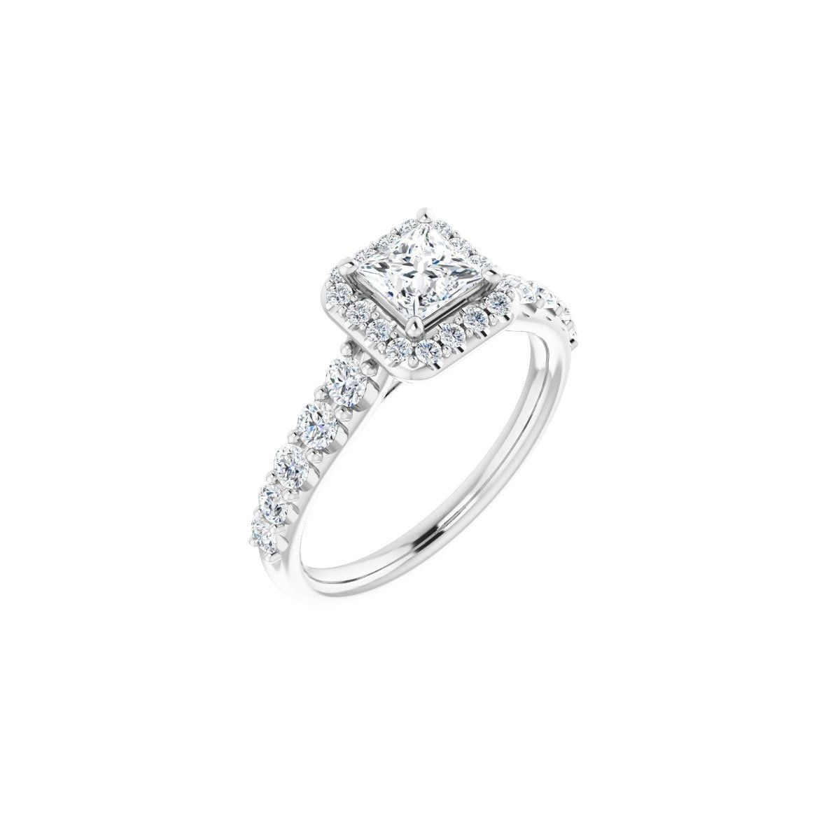 Natural Diamond Square Halo-Style Engagement Ring Semi-Mount - Platinum - Series 123541