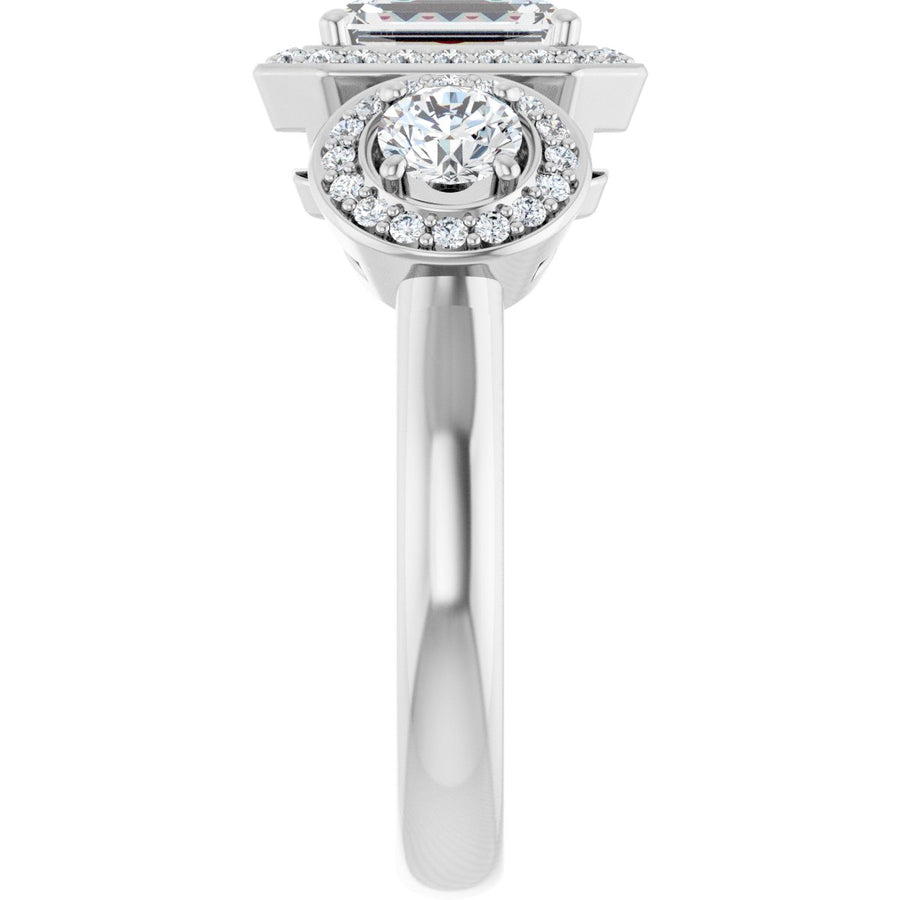 Emerald Three-Stone Halo-Style Engagement Ring Semi-Mount - gallery - Series 122053