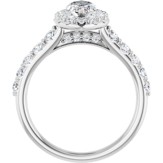 Marquise Halo-Style Engagement Ring Semi-Mount - gallery - Series 123541
